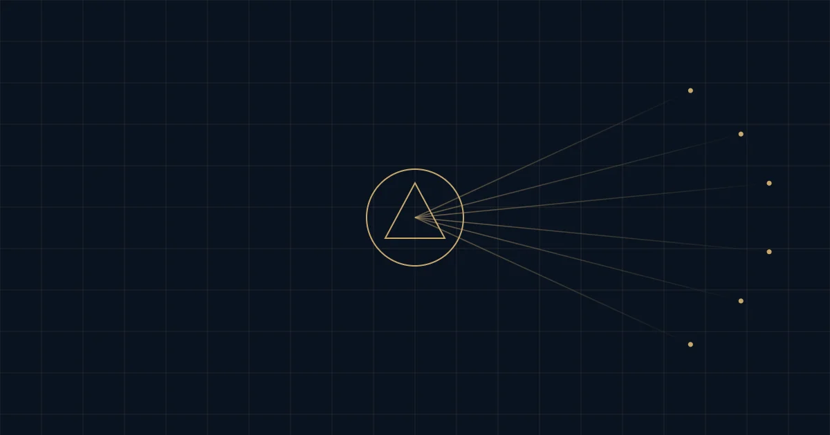 Abstract navy and gold graphic showing converging capital corridor lines flowing into a circular emblem, representing cross-border capital deployment into Delhi-NCR real estate