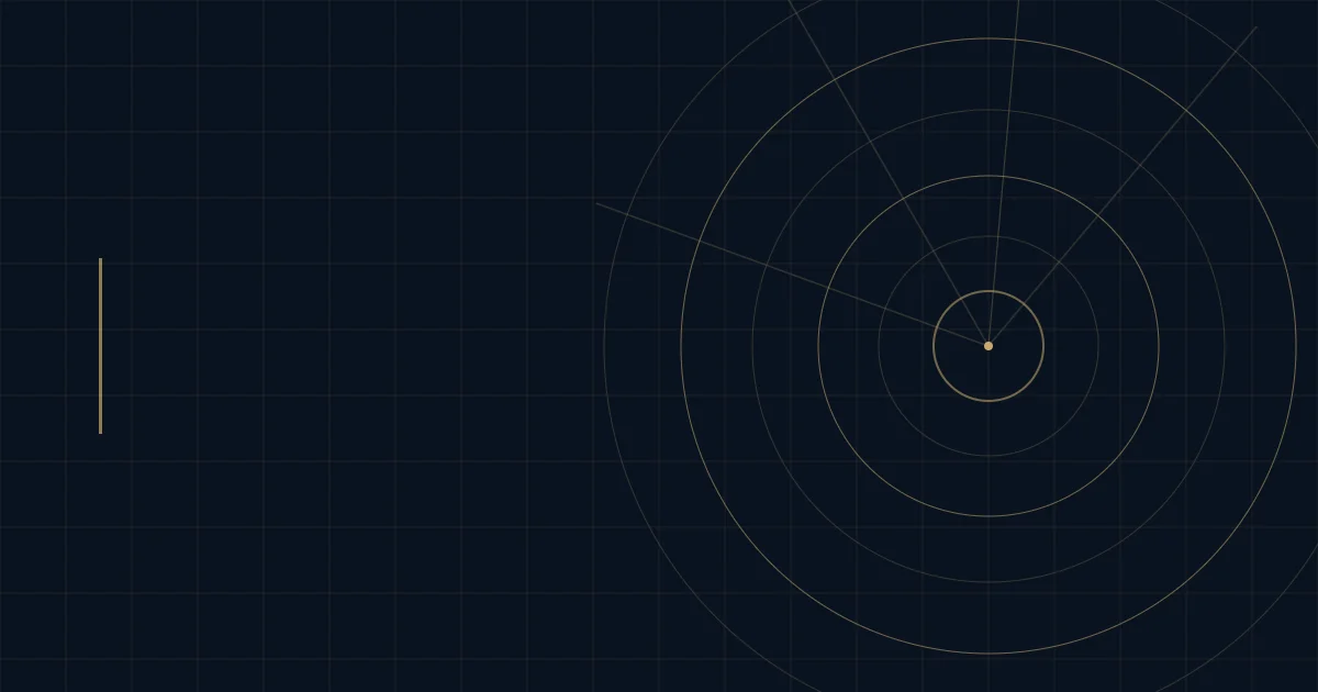 Abstract navy and gold graphic of concentric rings and radiating lines, symbolizing a family office governance structure taking shape