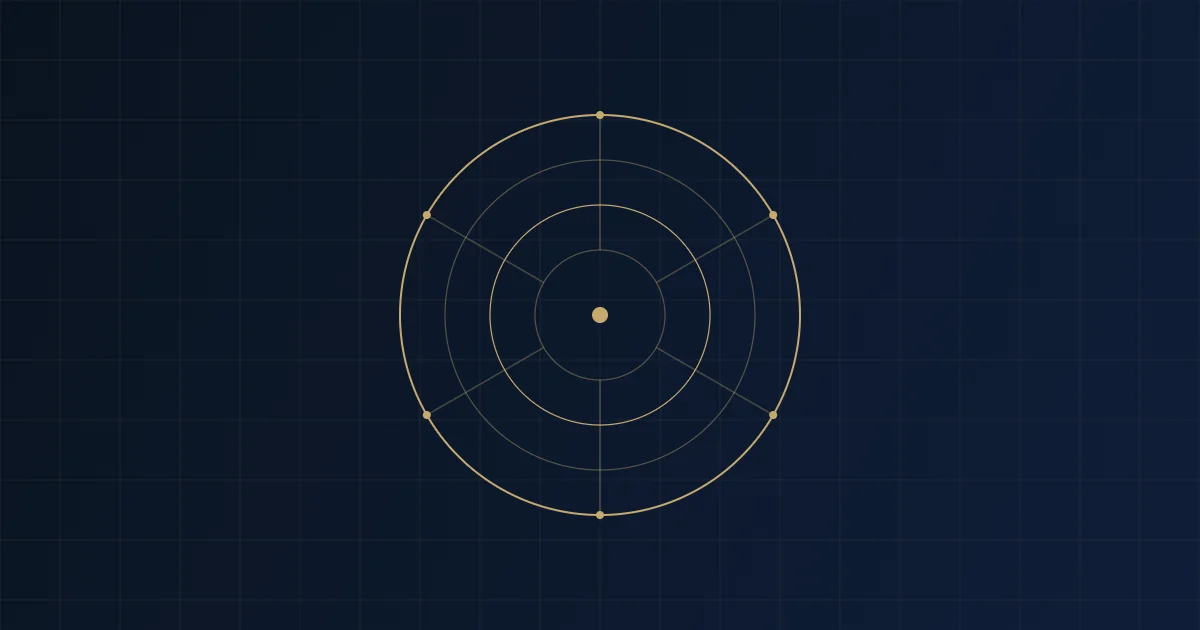 Abstract navy and gold concentric rings graphic symbolizing a family governance framework and decision-rights structure
