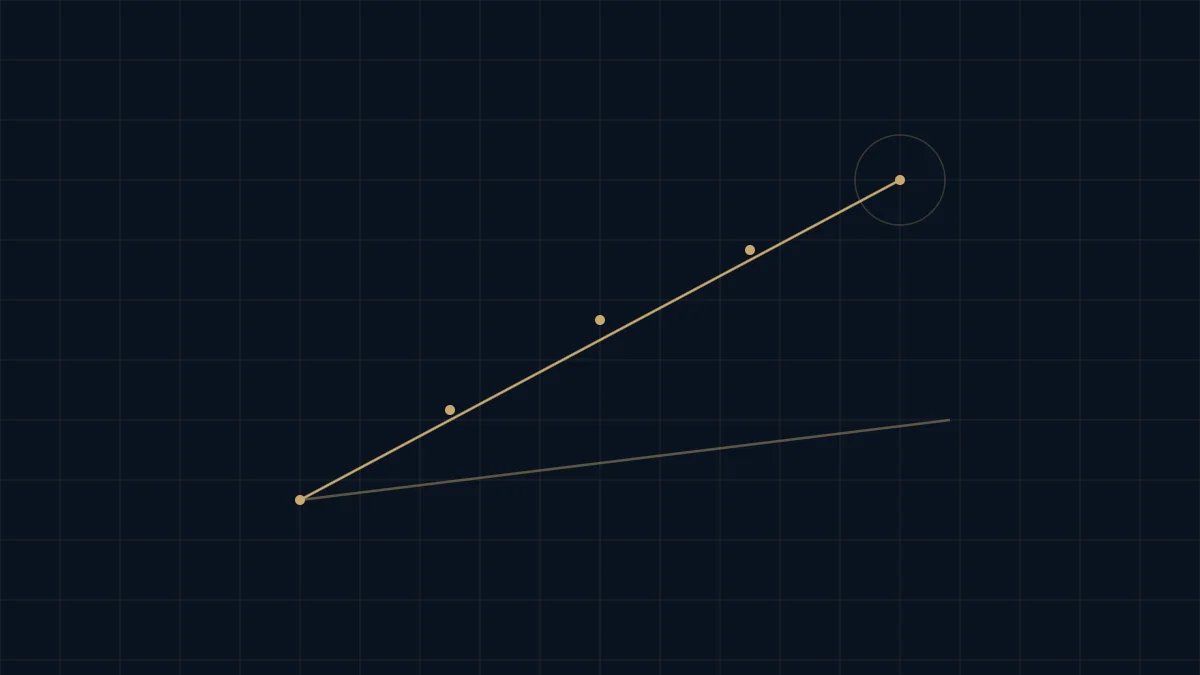 Abstract navy and gold diagram showing two diverging capital-raising paths branching from a single origin point, representing the choice between equity and structured credit