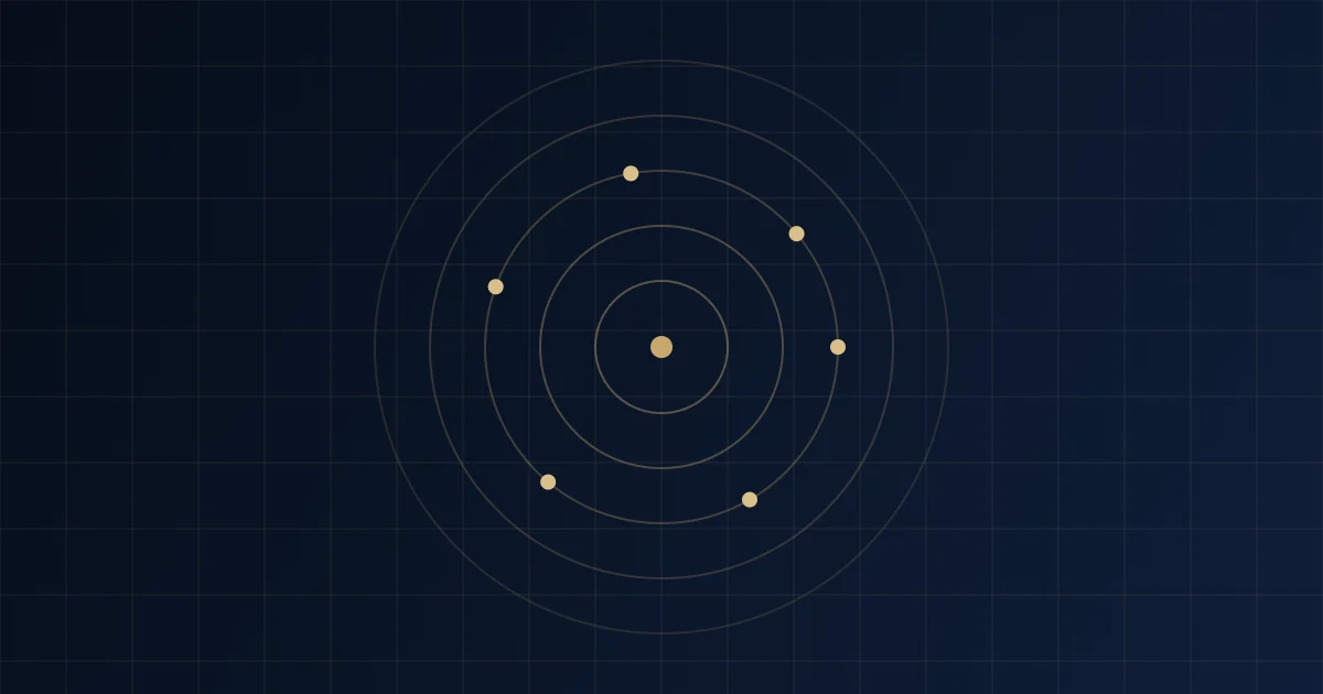 Abstract navy and gold concentric-circle graphic symbolizing a family office investment committee convening around a shared decision