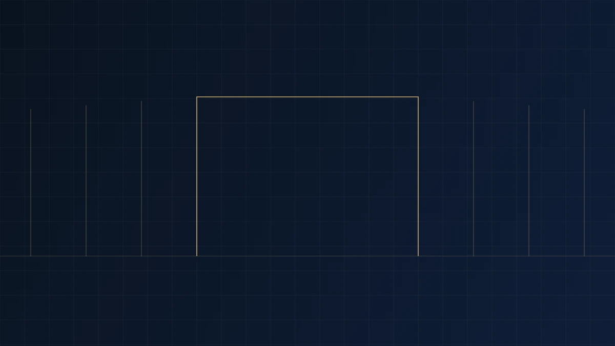 Abstract navy and gold gate motif representing the threshold at which a family office adopts formal structure