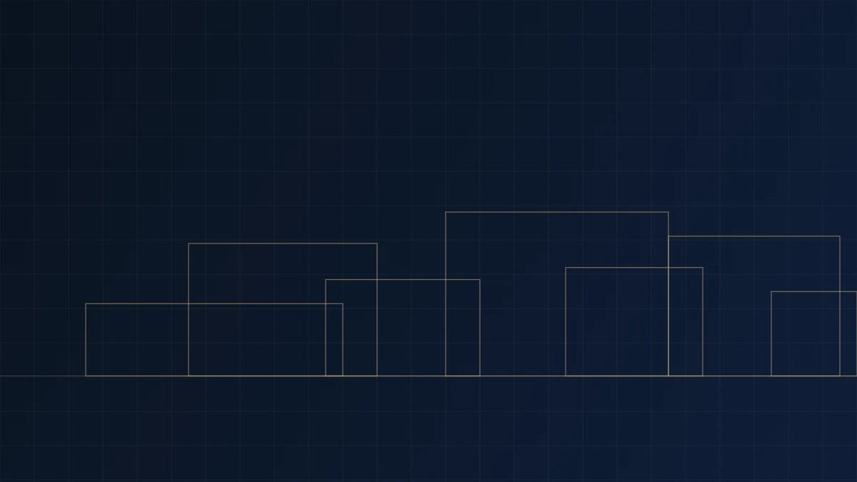 Abstract navy and gold warehouse and logistics skyline silhouette representing Delhi-NCR's institutional real estate shift